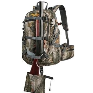 NEW VIEW Hunting Backpack with Bow/Rifle Holder Camo Steel Frame Pockets 14x9x18